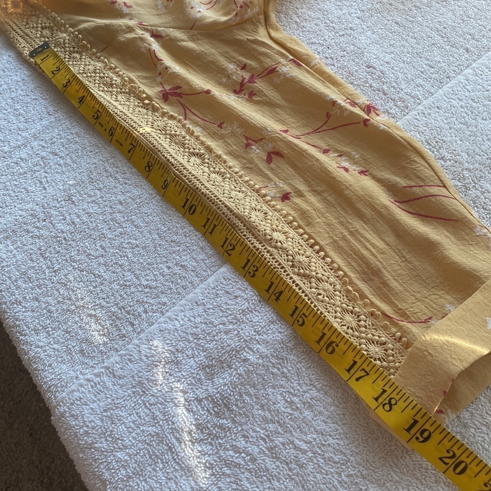 Hope & Harlow blouse high/low tie at bottom lace insert sleeves Size medium NWT - Picture 6 of 9
